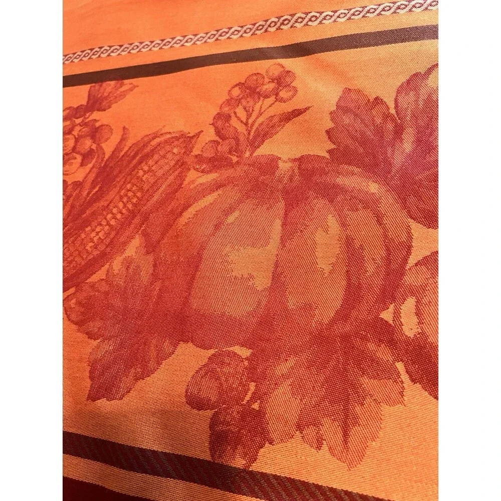 Williams Sonoma Jacquard Tablecloth 60x84 fall harvest Pumpkin orange